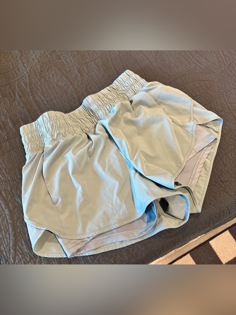 Avia Sage Green Athletic Shorts with Smocked Waistband